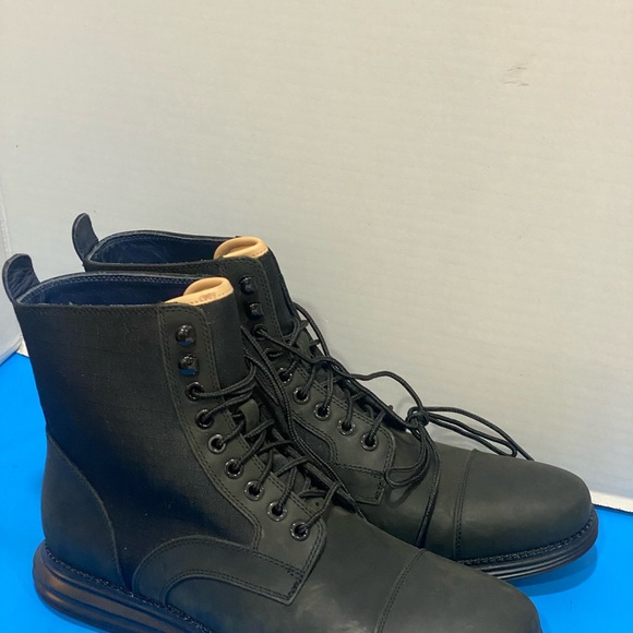 COLE HAAN LUNARGRAND LACE UP COMBAT CAP TOE BOOT BOOTS BLACK 8.5 - Picture 5 of 11